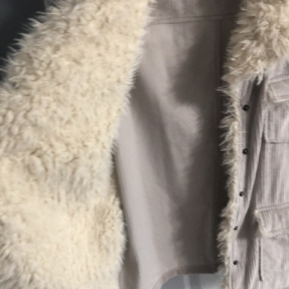 Kut from the Kloth Faux Fur Lined Classic Corduroy Shacket in Grey - Picture 7 of 10